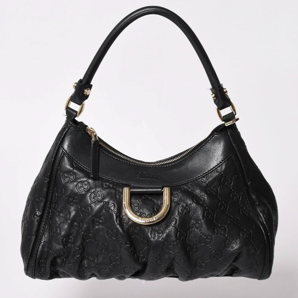 極美品 GUCCI グッチ アビー GGキャンバス ハンドバッグ ショルダーバッグ ブラック シルバー金具 190525 中古 4a002927