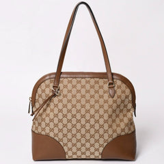 極美品 GUCCI グッチ GGキャンバス ハンドバッグ トートバッグ ブラウン 449243 シルバー金具 中古 4a001087