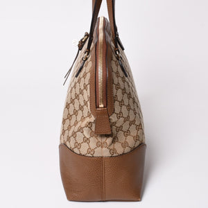 極美品 GUCCI グッチ GGキャンバス ハンドバッグ トートバッグ ブラウン 449243 シルバー金具 中古 4a001087