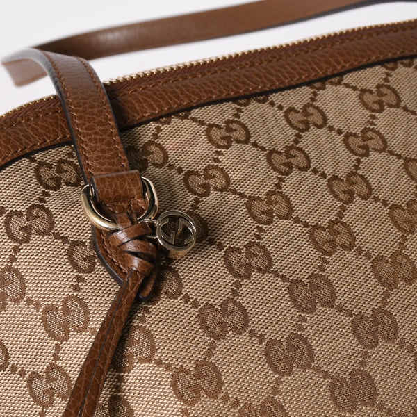 極美品 GUCCI グッチ GGキャンバス ハンドバッグ トートバッグ ブラウン 449243 シルバー金具 中古 4a001087