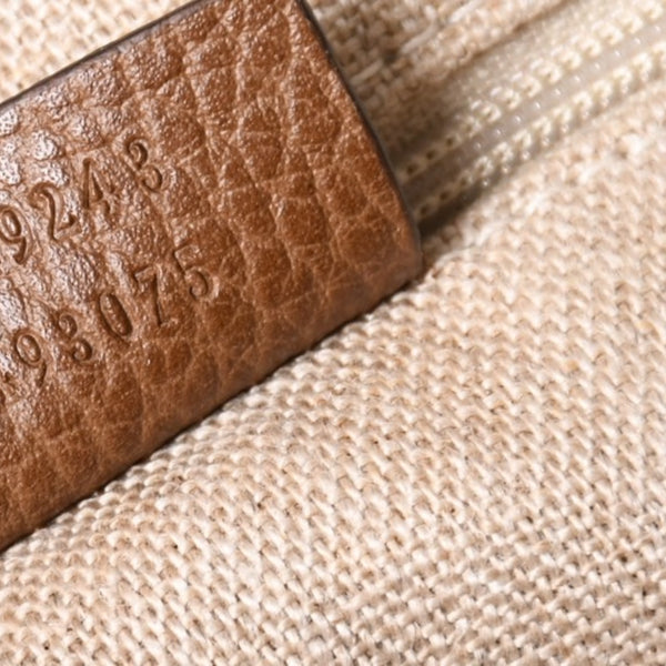 極美品 GUCCI グッチ GGキャンバス ハンドバッグ トートバッグ ブラウン 449243 シルバー金具 中古 4a001087