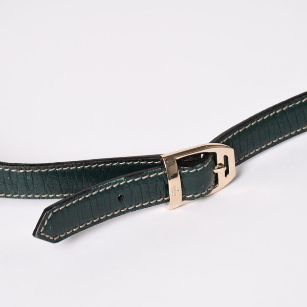 GUUCI グッチ Shoulder Bag ショルダーバッグ ホースビット 141506 ベージュ グリーン ゴールド金具 美品 中古 4a002073