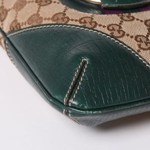 GUUCI グッチ Shoulder Bag ショルダーバッグ ホースビット 141506 ベージュ グリーン ゴールド金具 美品 中古 4a002073