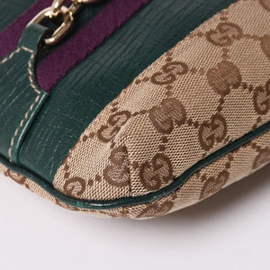 GUUCI グッチ Shoulder Bag ショルダーバッグ ホースビット 141506 ベージュ グリーン ゴールド金具 美品 中古 4a002073