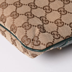 GUUCI グッチ Shoulder Bag ショルダーバッグ ホースビット 141506 ベージュ グリーン ゴールド金具 美品 中古 4a002073