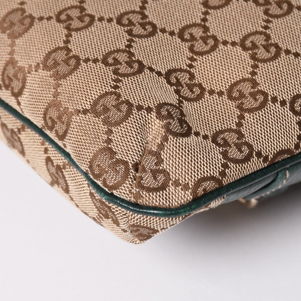 GUUCI グッチ Shoulder Bag ショルダーバッグ ホースビット 141506 ベージュ グリーン ゴールド金具 美品 中古 4a002073