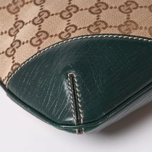 GUUCI グッチ Shoulder Bag ショルダーバッグ ホースビット 141506 ベージュ グリーン ゴールド金具 美品 中古 4a002073