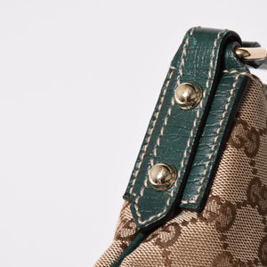 GUUCI グッチ Shoulder Bag ショルダーバッグ ホースビット 141506 ベージュ グリーン ゴールド金具 美品 中古 4a002073