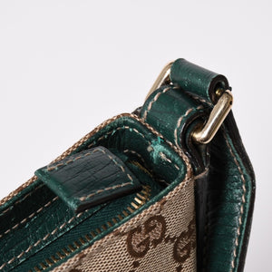 GUUCI グッチ Shoulder Bag ショルダーバッグ ホースビット 141506 ベージュ グリーン ゴールド金具 美品 中古 4a002073