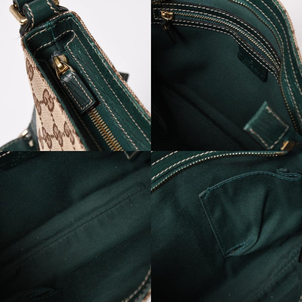 GUUCI グッチ Shoulder Bag ショルダーバッグ ホースビット 141506 ベージュ グリーン ゴールド金具 美品 中古 4a002073