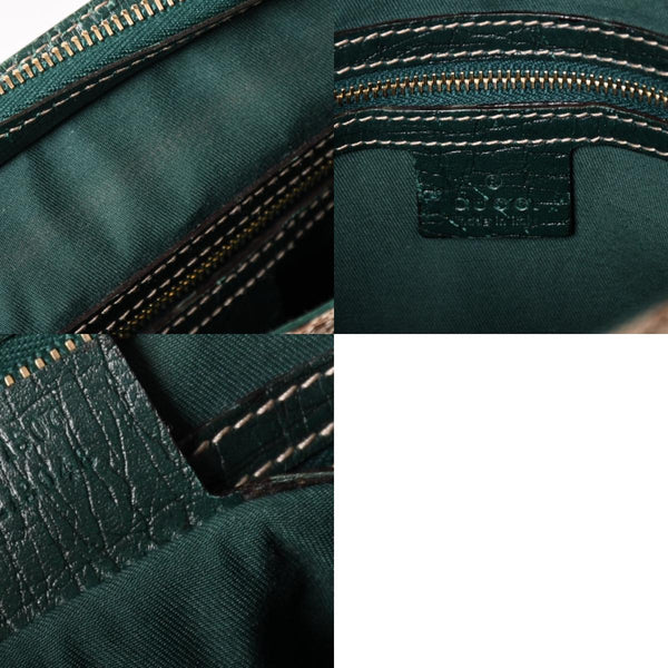 GUUCI グッチ Shoulder Bag ショルダーバッグ ホースビット 141506 ベージュ グリーン ゴールド金具 美品 中古 4a002073