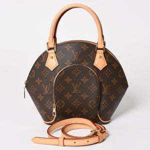 新品同様 LOUIS VUITTON ルイヴィトン エリプスPM ハンドバッグ M46196 モノグラム PVC レザー ブラウン ゴールド金具 新型 中古 4a002929