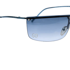 GUCCI グッチ リムレス シールドサングラス メタルブルー ライトブルー Y2K ラインストーン GGロゴ トムフォード期 グラデーションレンズ GG2653/STRASS 美品 中古 4a002960
