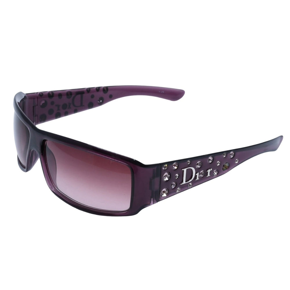 Christian Dior クリスチャンディオール サングラス アイウェア サイズ120 ラインストーン アセテート クリアパープル 美品 中古 4a002962
