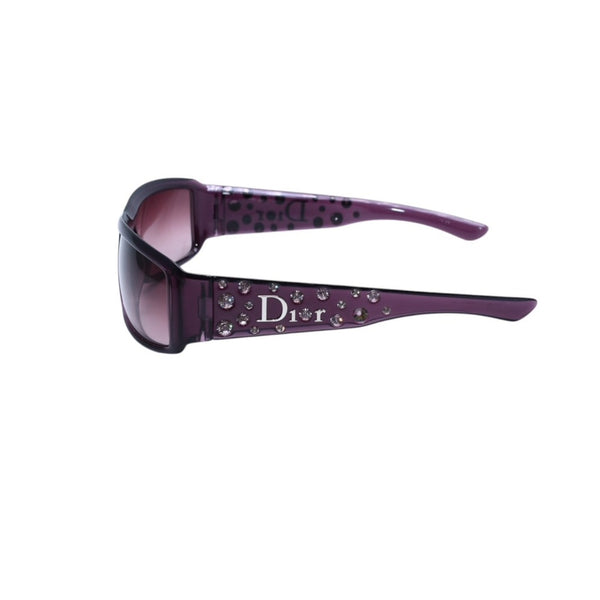 Christian Dior クリスチャンディオール サングラス アイウェア サイズ120 ラインストーン アセテート クリアパープル 美品 中古 4a002962