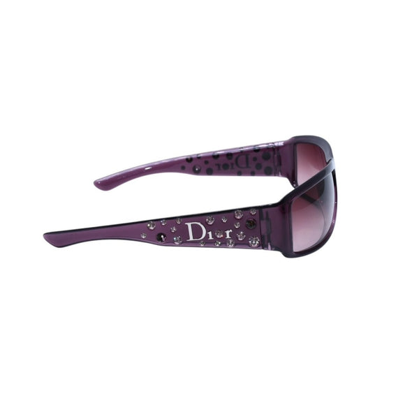 Christian Dior クリスチャンディオール サングラス アイウェア サイズ120 ラインストーン アセテート クリアパープル 美品 中古 4a002962