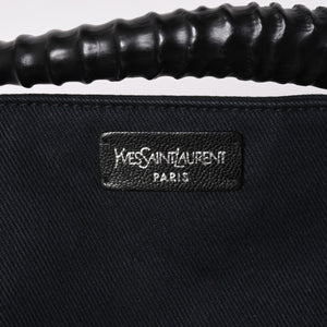 極美品 SAINT LAURENT サンローラン モンバサ ワンショルダーバッグ ブラック キャンバス トムフォード ホーンハンドル 122402 000926 シルバー金具 中古 4a002935