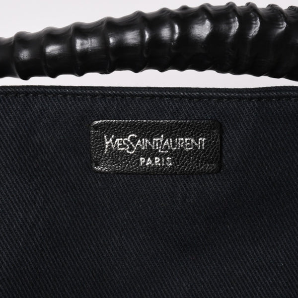 極美品 SAINT LAURENT サンローラン モンバサ ワンショルダーバッグ ブラック キャンバス トムフォード ホーンハンドル 122402 000926 シルバー金具 中古 4a002935
