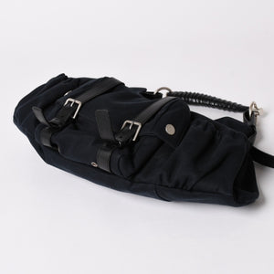 極美品 SAINT LAURENT サンローラン モンバサ ワンショルダーバッグ ブラック キャンバス トムフォード ホーンハンドル 122402 000926 シルバー金具 中古 4a002935