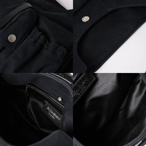 極美品 SAINT LAURENT サンローラン モンバサ ワンショルダーバッグ ブラック キャンバス トムフォード ホーンハンドル 122402 000926 シルバー金具 中古 4a002935