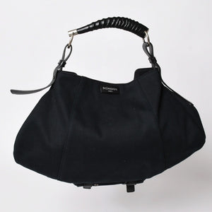 極美品 SAINT LAURENT サンローラン モンバサ ワンショルダーバッグ ブラック キャンバス トムフォード ホーンハンドル 122402 000926 シルバー金具 中古 4a002935