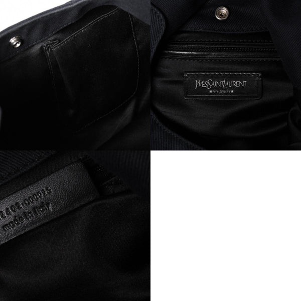 極美品 SAINT LAURENT サンローラン モンバサ ワンショルダーバッグ ブラック キャンバス トムフォード ホーンハンドル 122402 000926 シルバー金具 中古 4a002935