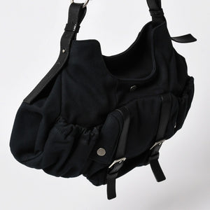 極美品 SAINT LAURENT サンローラン モンバサ ワンショルダーバッグ ブラック キャンバス トムフォード ホーンハンドル 122402 000926 シルバー金具 中古 4a002935