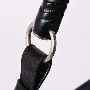 極美品 SAINT LAURENT サンローラン モンバサ ワンショルダーバッグ ブラック キャンバス トムフォード ホーンハンドル 122402 000926 シルバー金具 中古 4a002935