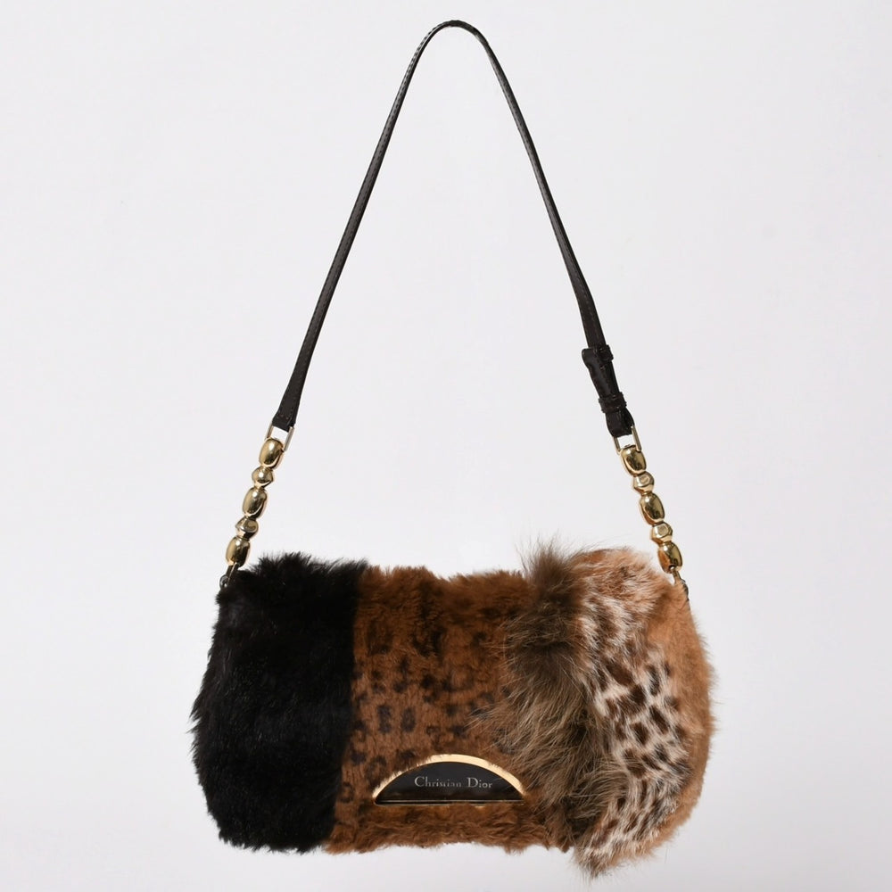 Christian Dior One Shoulder Bag MA-0040 Maris Pearl Lapinfur Leather Galliano Period Good Condition Used 4a003089