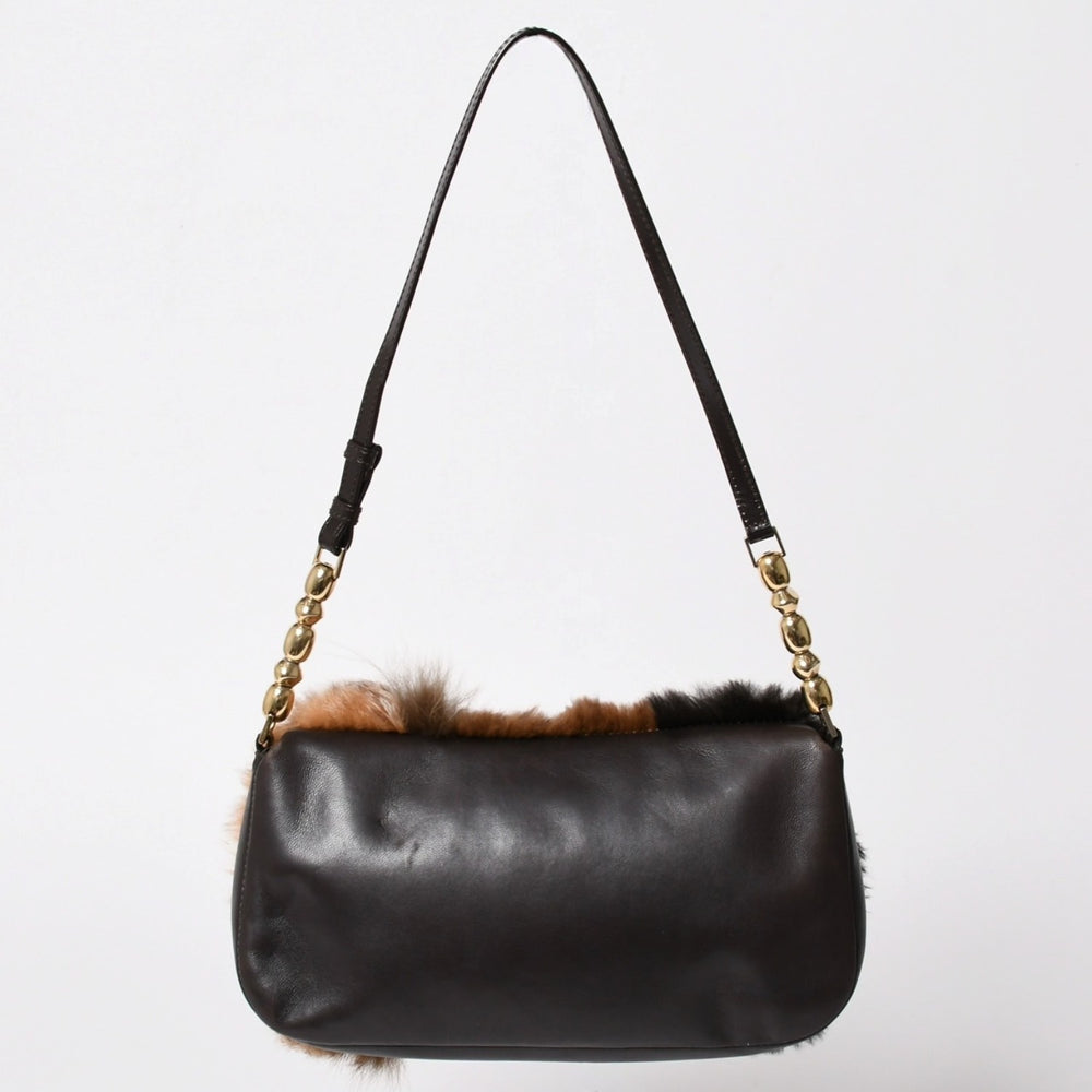 Christian Dior One Shoulder Bag MA-0040 Maris Pearl Lapinfur Leather Galliano Period Good Condition Used 4a003089