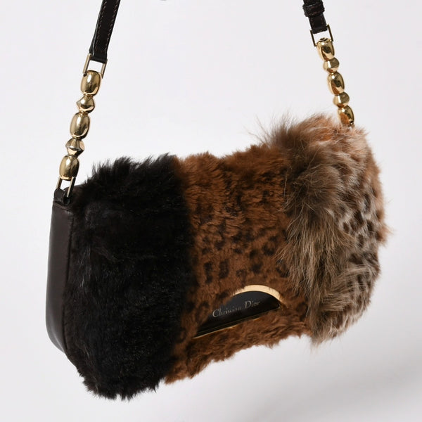 Christian Dior クリスチャンディオール ワンショルダーバッグ MA-0040 マリスパール ラパンファー レザー ガリアーノ期 美品 中古 4a003089