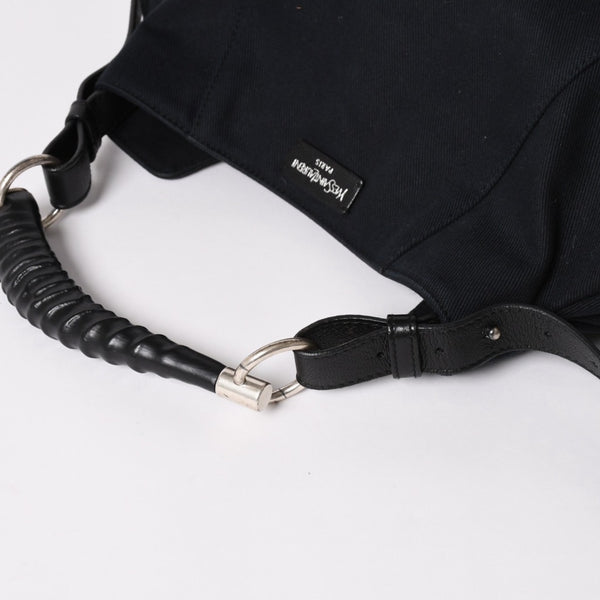 極美品 SAINT LAURENT サンローラン モンバサ ワンショルダーバッグ ブラック キャンバス トムフォード ホーンハンドル 122402 000926 シルバー金具 中古 4a002935