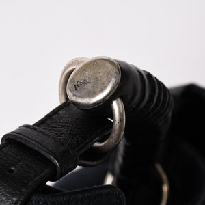 極美品 SAINT LAURENT サンローラン モンバサ ワンショルダーバッグ ブラック キャンバス トムフォード ホーンハンドル 122402 000926 シルバー金具 中古 4a002935