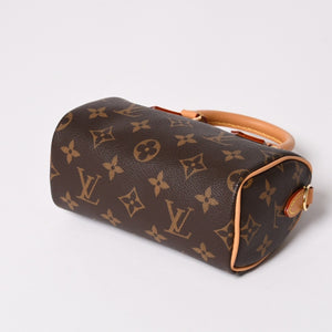新品同様 LOUIS VUITTON ルイヴィトン ナノスピーディ ハンドバッグ 2WAYバッグ M81085 モノグラム 中古 4a003080