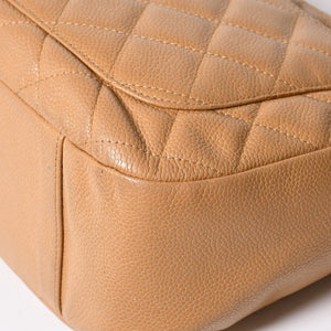 極美品 CHANEL シャネル 月見型 ホーボーワンショルダーバッグ キャビアスキン 9番台 ベージュ 中古 4a002940