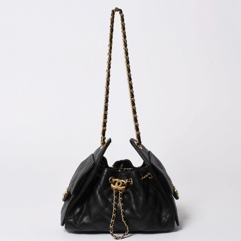 極美品 CHANEL シャネル CHANEL 25 ミニ チェーンショルダーバッグ AS5631 ランダム番台 ココマーク キャビアスキン 中古 4a007215