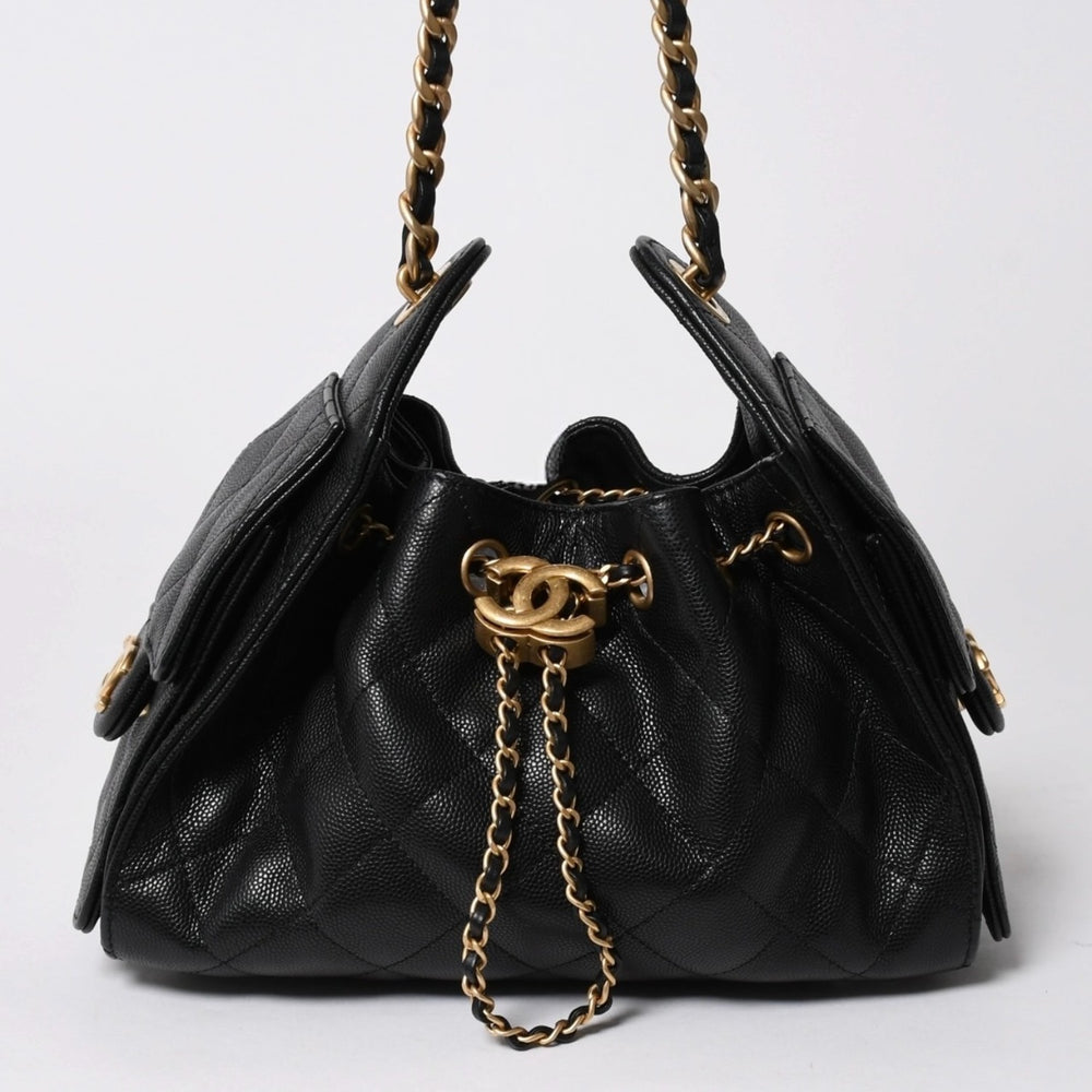 極美品 CHANEL シャネル CHANEL 25 ミニ チェーンショルダーバッグ AS5631 ランダム番台 ココマーク キャビアスキン 中古 4a007215