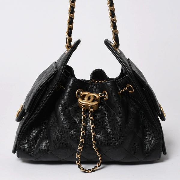 極美品 CHANEL シャネル CHANEL 25 ミニ チェーンショルダーバッグ AS5631 ランダム番台 ココマーク キャビアスキン 中古 4a007215