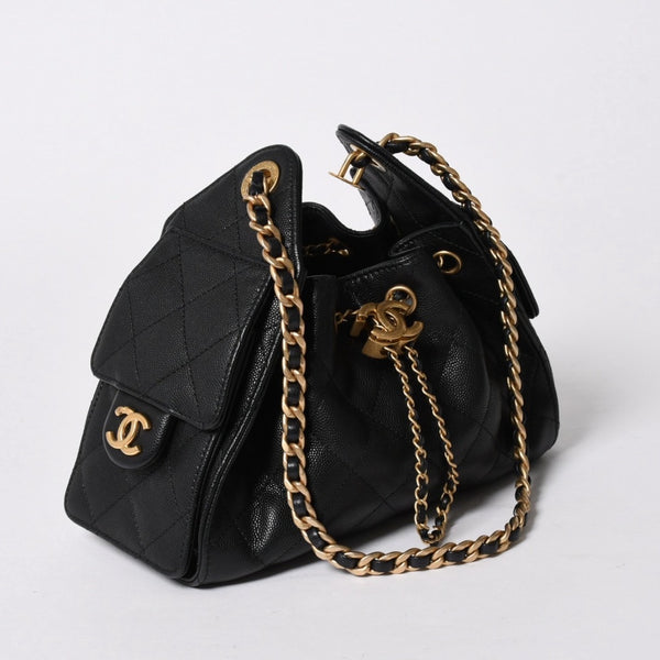 極美品 CHANEL シャネル CHANEL 25 ミニ チェーンショルダーバッグ AS5631 ランダム番台 ココマーク キャビアスキン 中古 4a007215