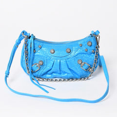 新品同様品 BALENCIAGA バレンシアガ Le Cagole ル・カゴール Mini Chain ミニ チェーン ショルダーバッグ 695814 スカイブルー 中古 4a007219