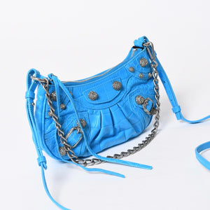新品同様品 BALENCIAGA バレンシアガ Le Cagole ル・カゴール Mini Chain ミニ チェーン ショルダーバッグ 695814 スカイブルー 中古 4a007219
