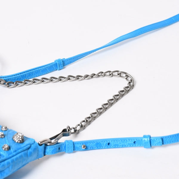 新品同様品 BALENCIAGA バレンシアガ Le Cagole ル・カゴール Mini Chain ミニ チェーン ショルダーバッグ 695814 スカイブルー 中古 4a007219