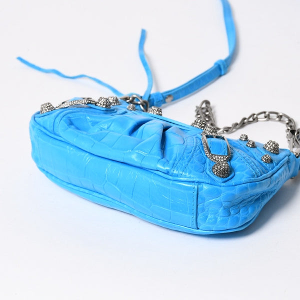 新品同様品 BALENCIAGA バレンシアガ Le Cagole ル・カゴール Mini Chain ミニ チェーン ショルダーバッグ 695814 スカイブルー 中古 4a007219