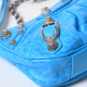 新品同様品 BALENCIAGA バレンシアガ Le Cagole ル・カゴール Mini Chain ミニ チェーン ショルダーバッグ 695814 スカイブルー 中古 4a007219