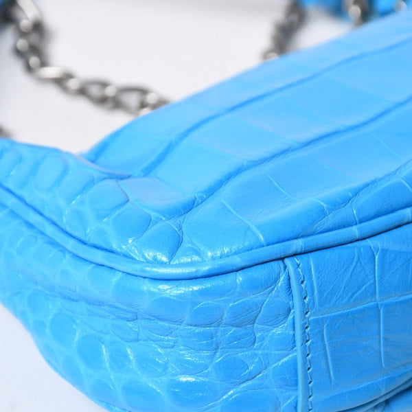 新品同様品 BALENCIAGA バレンシアガ Le Cagole ル・カゴール Mini Chain ミニ チェーン ショルダーバッグ 695814 スカイブルー 中古 4a007219