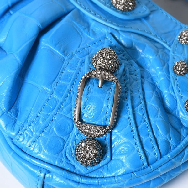 新品同様品 BALENCIAGA バレンシアガ Le Cagole ル・カゴール Mini Chain ミニ チェーン ショルダーバッグ 695814 スカイブルー 中古 4a007219