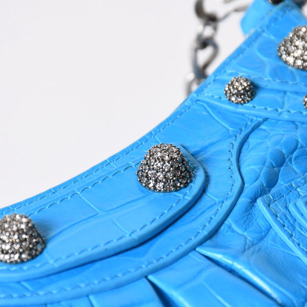 新品同様品 BALENCIAGA バレンシアガ Le Cagole ル・カゴール Mini Chain ミニ チェーン ショルダーバッグ 695814 スカイブルー 中古 4a007219