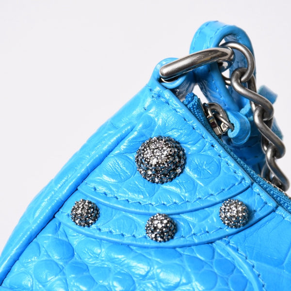 新品同様品 BALENCIAGA バレンシアガ Le Cagole ル・カゴール Mini Chain ミニ チェーン ショルダーバッグ 695814 スカイブルー 中古 4a007219