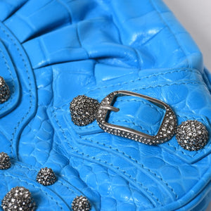 新品同様品 BALENCIAGA バレンシアガ Le Cagole ル・カゴール Mini Chain ミニ チェーン ショルダーバッグ 695814 スカイブルー 中古 4a007219