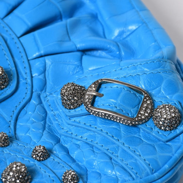 新品同様品 BALENCIAGA バレンシアガ Le Cagole ル・カゴール Mini Chain ミニ チェーン ショルダーバッグ 695814 スカイブルー 中古 4a007219